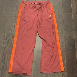 Adidas Maroon Track Pants with Orange Stripes